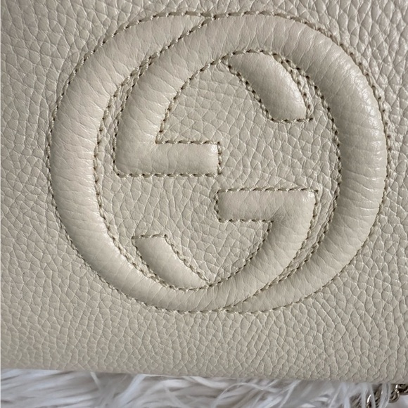 NEW Gucci Soho Off White Leather‎ Handbag Crossbody Clutch Ivory Made in Italy - Picture 9 of 16
